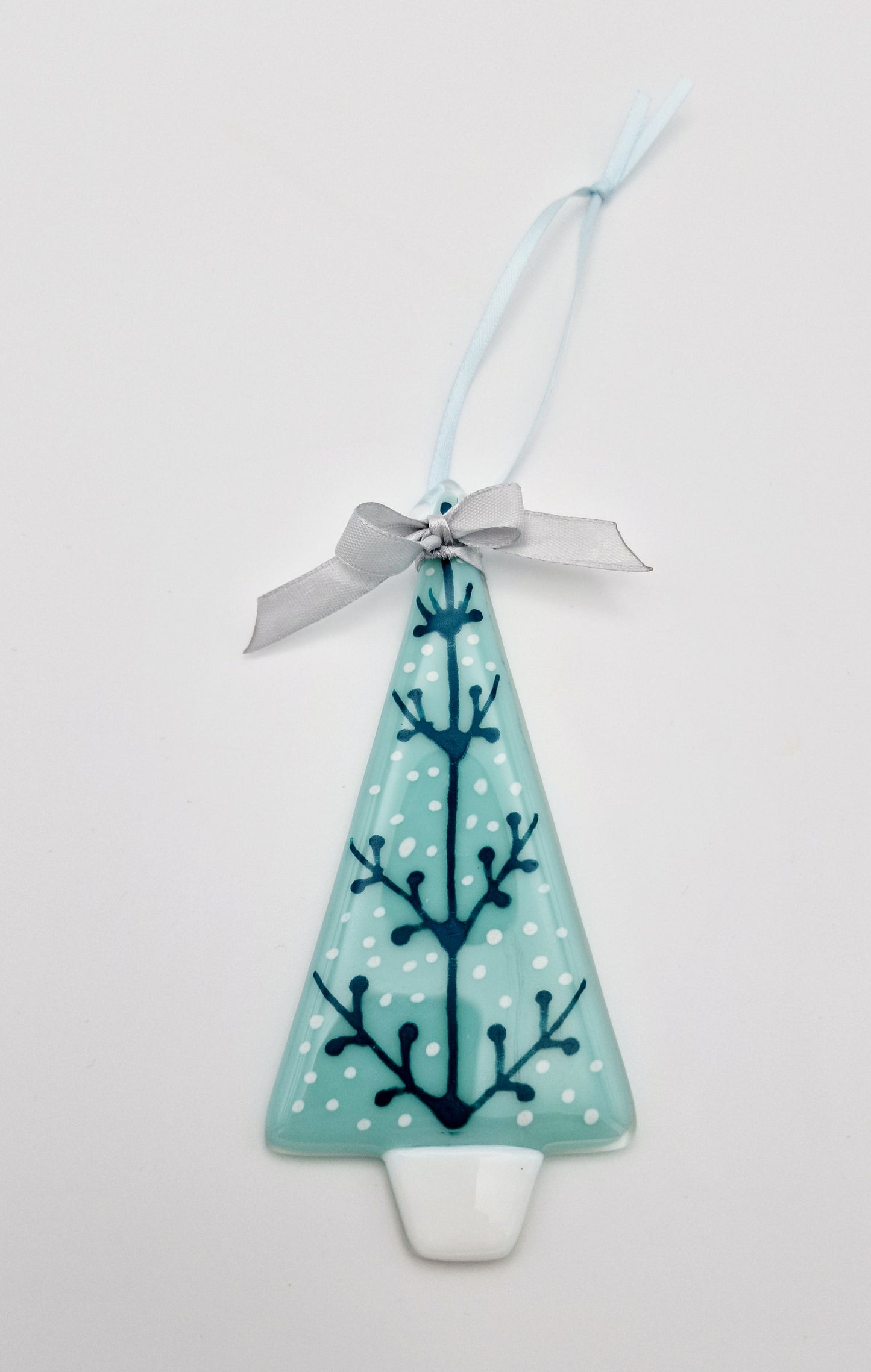 Glass tree decoration hand painted mint green