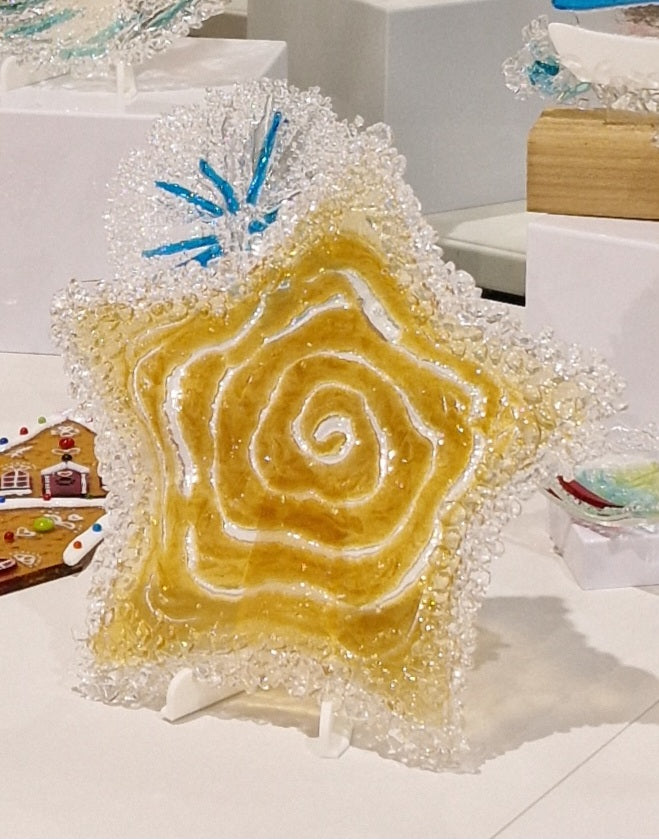 Large Fused Glass Star Decor