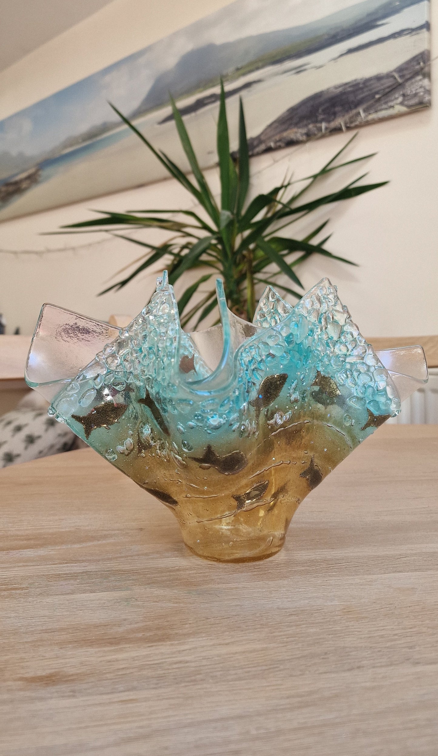 Shoaling Fish Fused Glass Vase