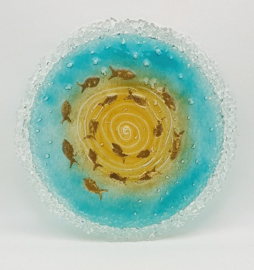 Shoaling Fish Fused Glass Roundel