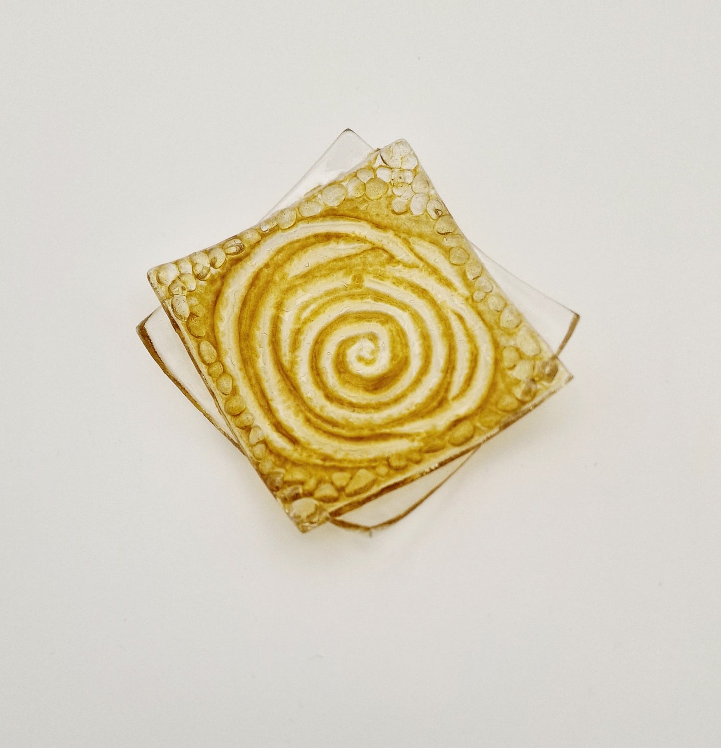 Amber swirl fused glass trinket dish