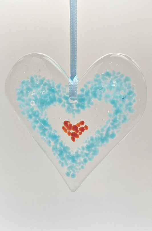 Heart suncatcher - glass hanger - ornament - gift