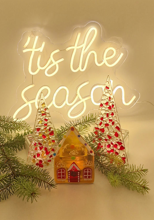 Fused Glass Gingerbread house decoration, Fused Glass Christmas decoration, candle holder