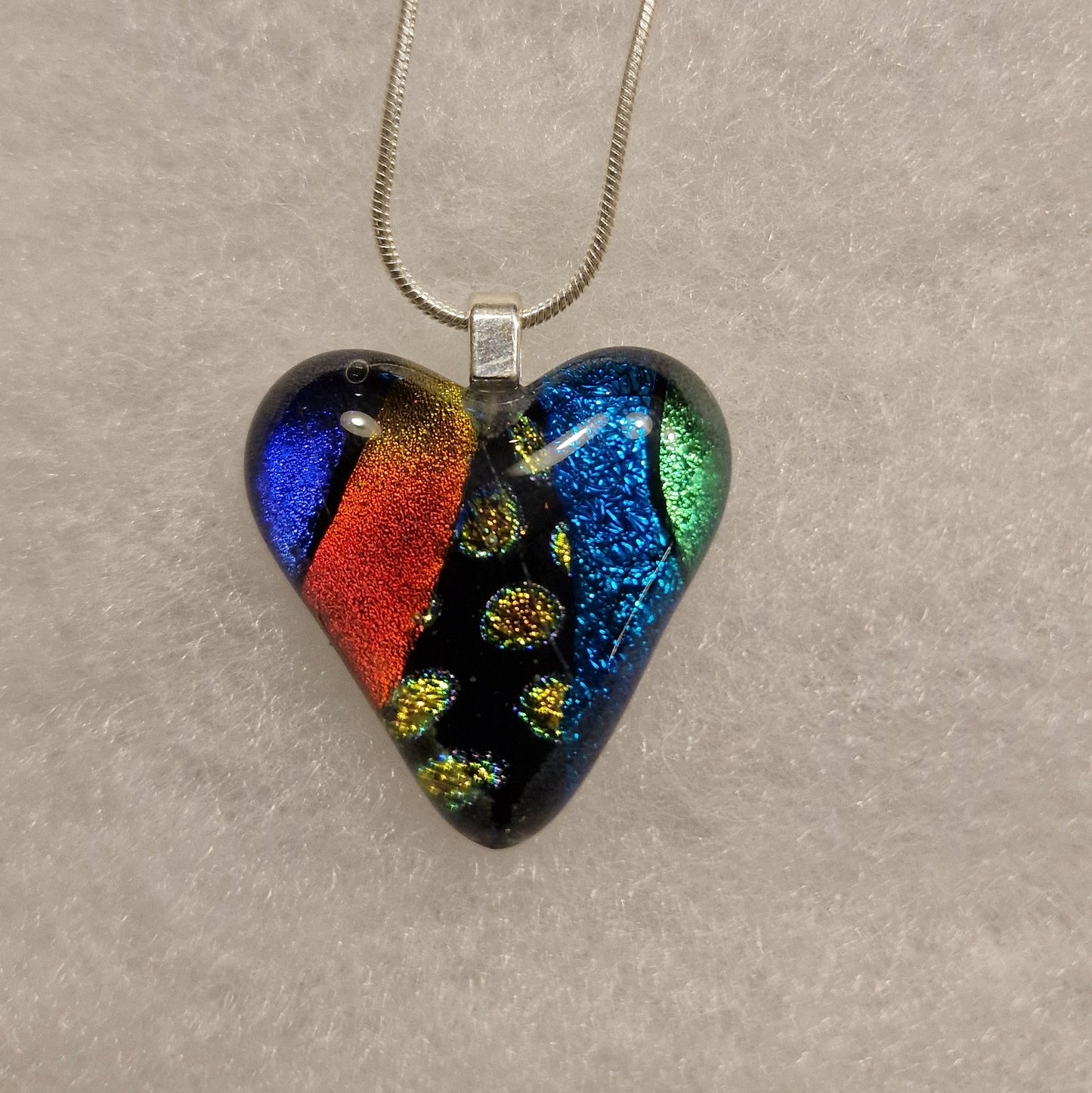 Fused glass dichroic necklace handmade multicolour