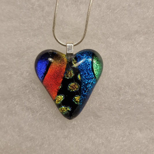 Fused glass dichroic necklace handmade multicolour
