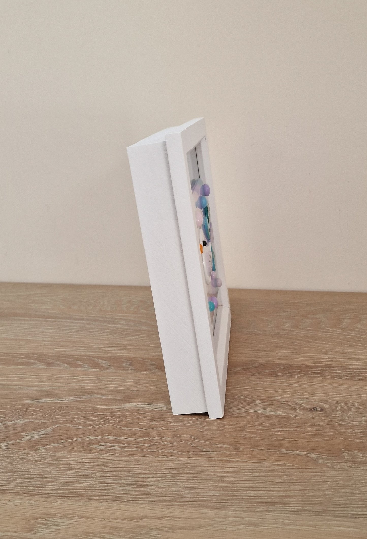 Colourful bird art box frame - white/pink/lilac/blue