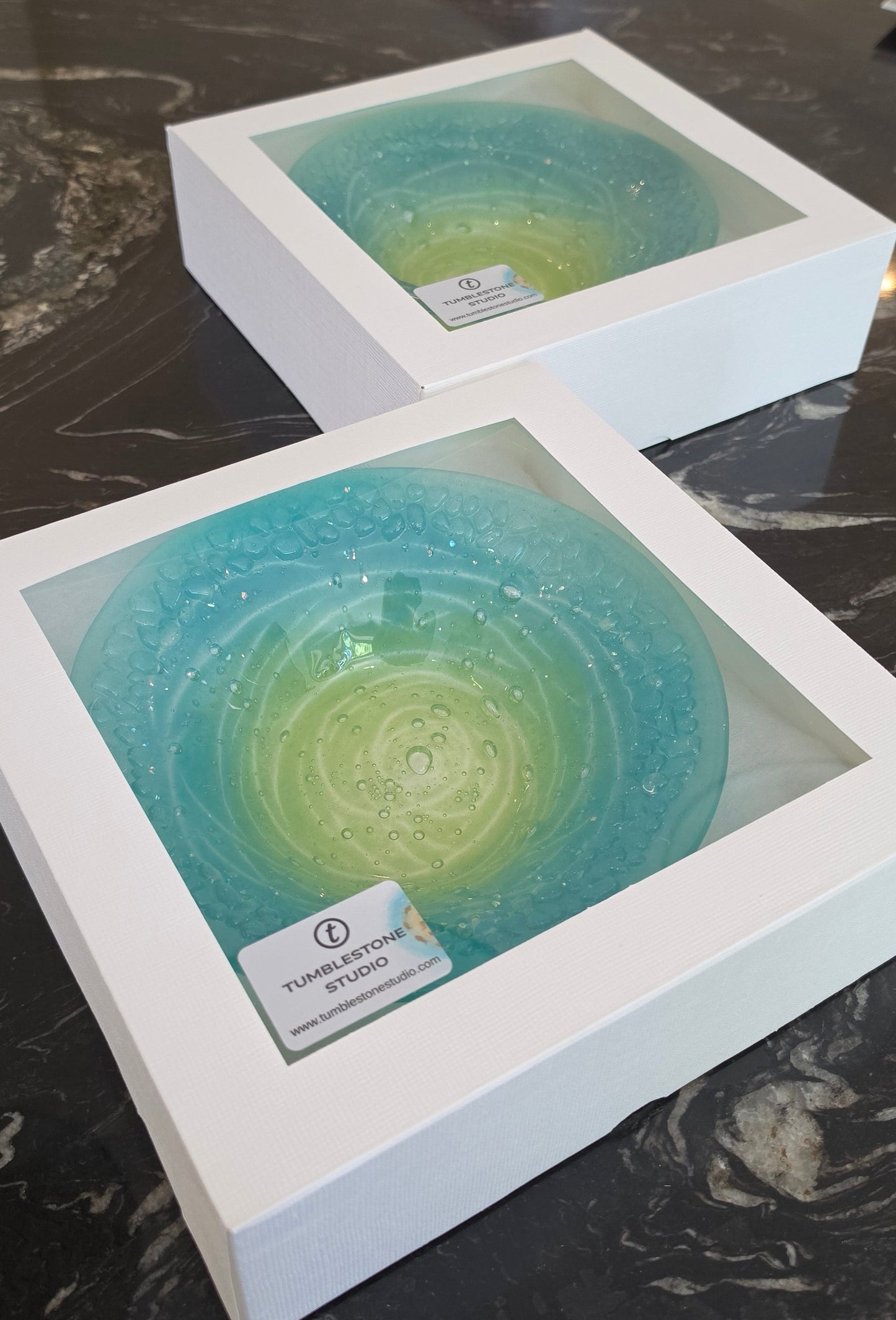 Whirlpool fused glass bowls - commission
