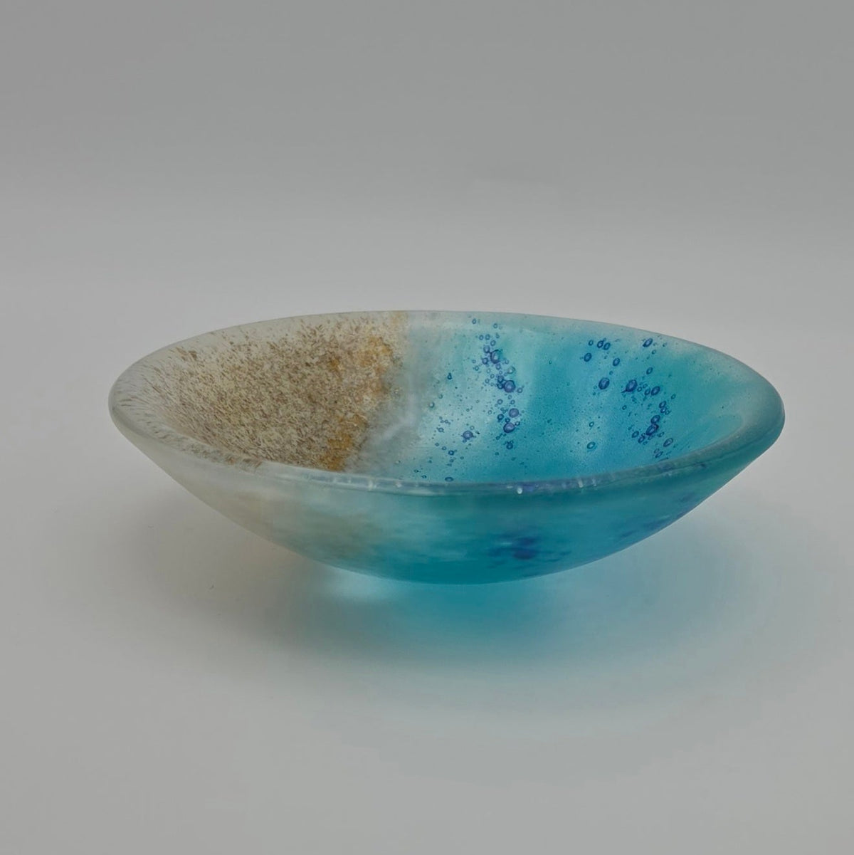 Fused Glass Coastal Bowl – Ocean Wave Beach Dish