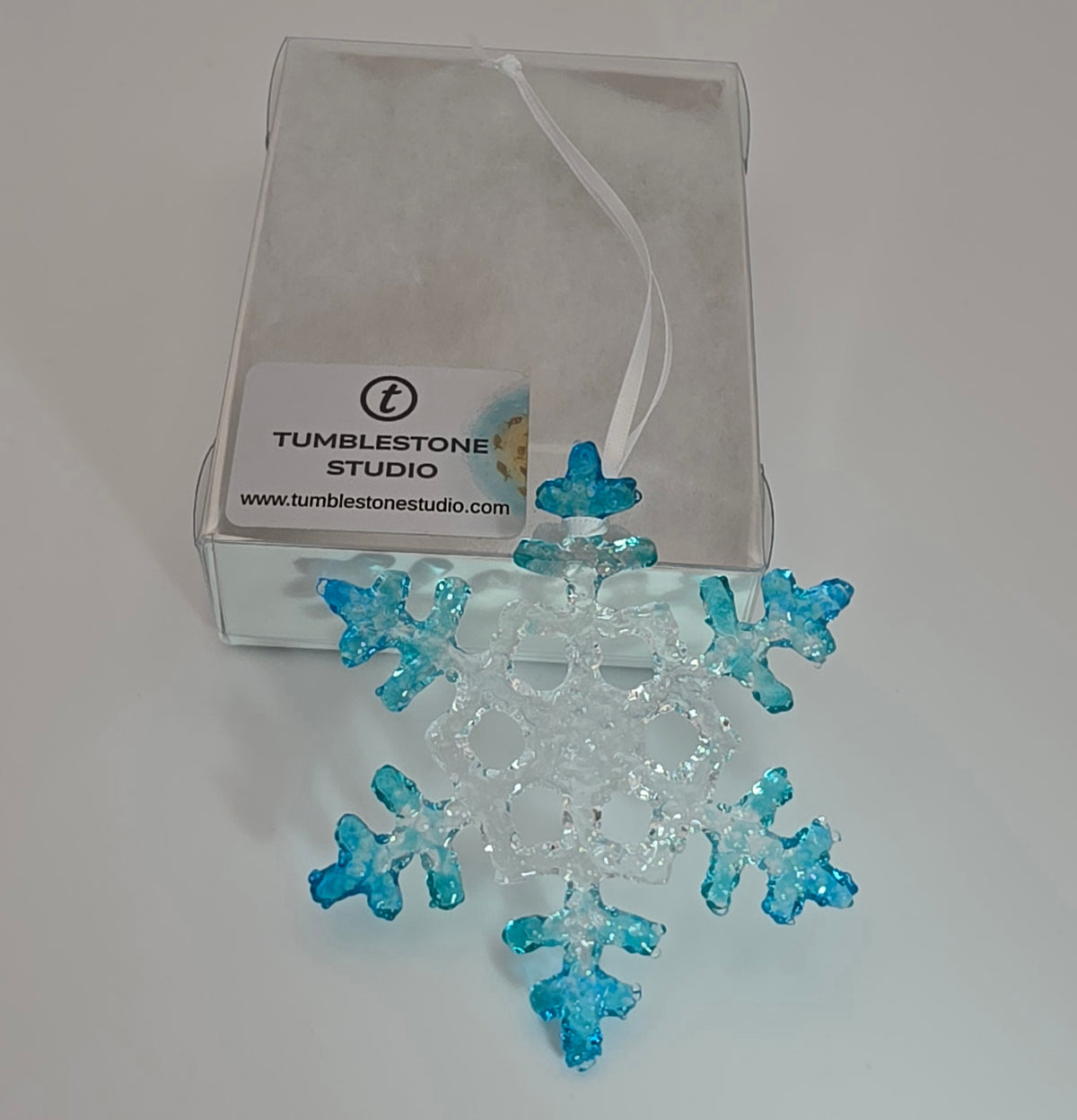 Handmade Fused Glass Snowflake Christmas Tree Decoration