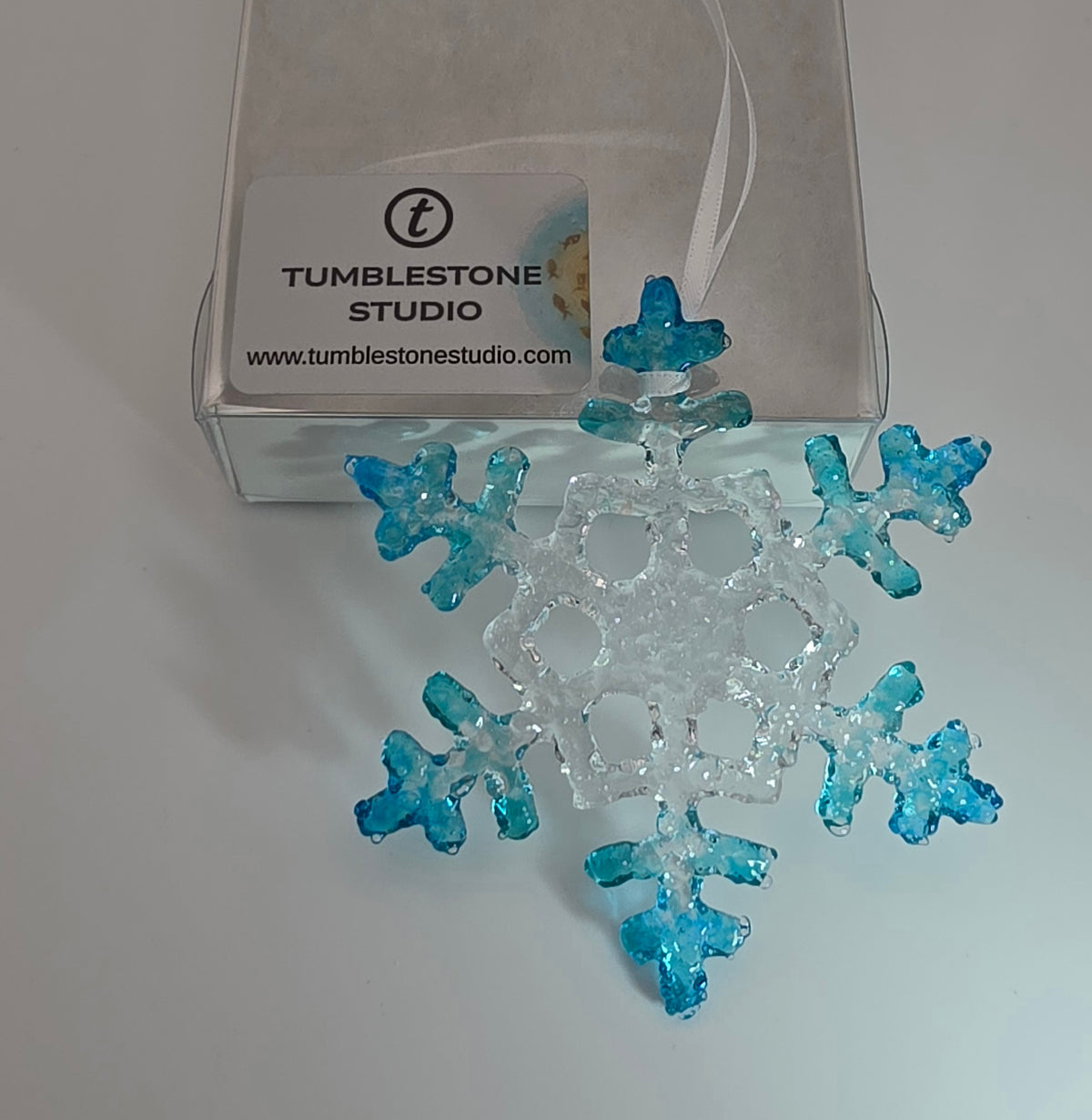Handmade Fused Glass Snowflake Christmas Tree Decoration