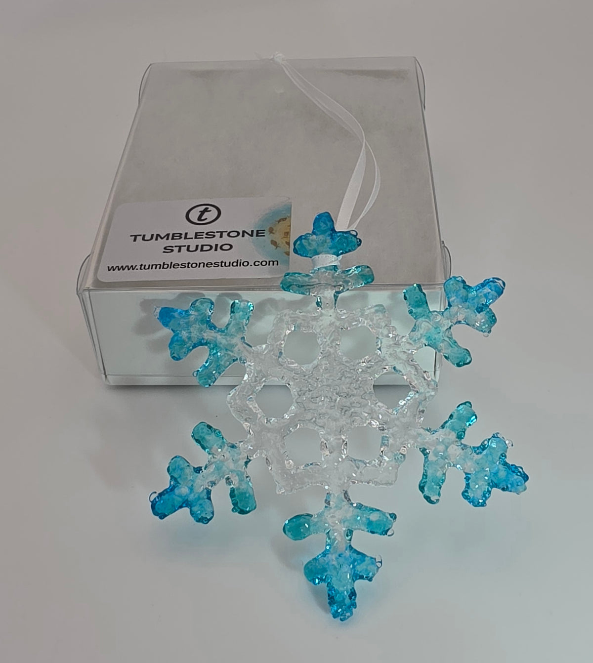 Handmade Fused Glass Snowflake Christmas Tree Decoration
