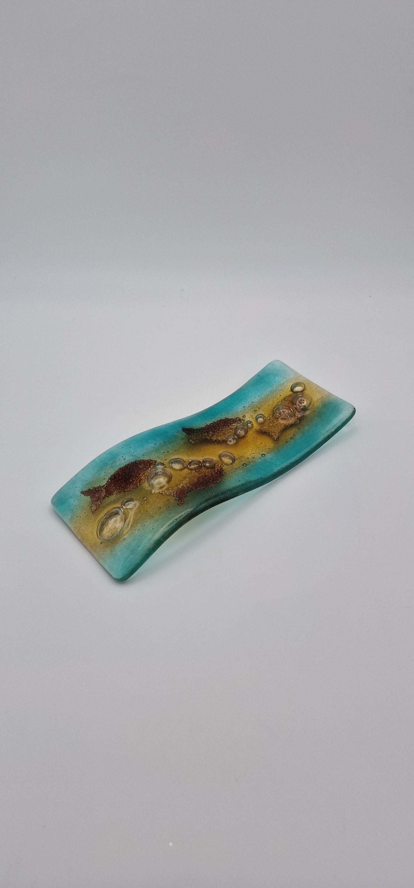 Shoaling fish fused glass spoon rest