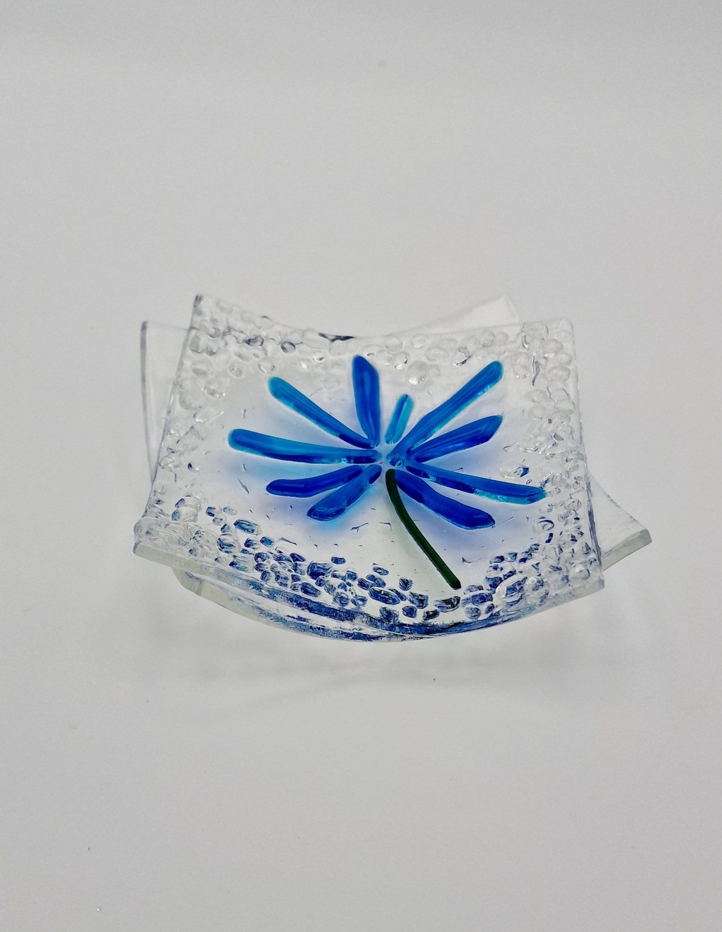 Trinket dish fused glass agapanthus