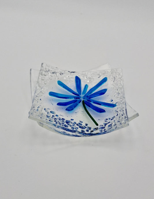 Trinket dish fused glass agapanthus