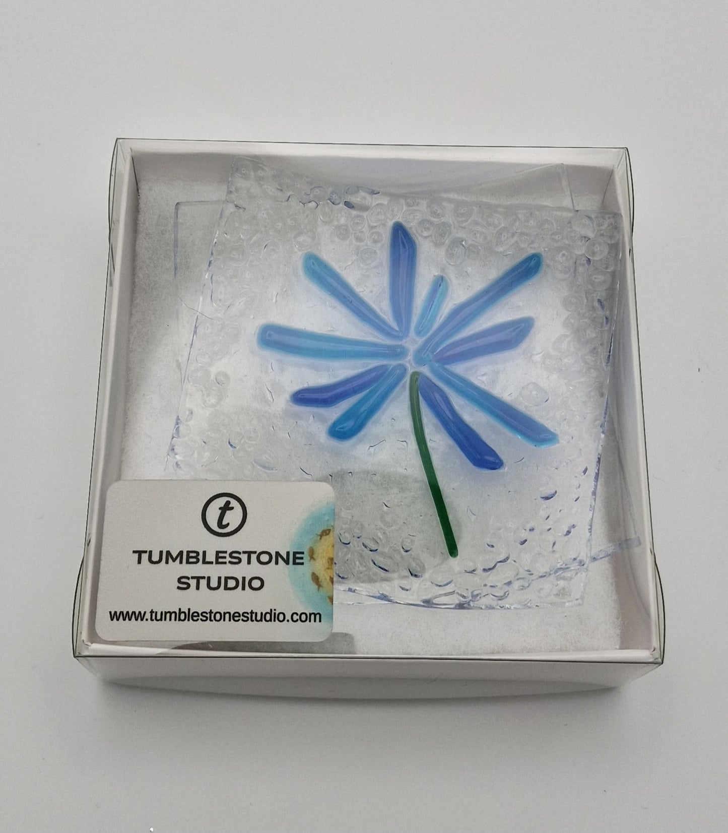 Trinket dish fused glass agapanthus