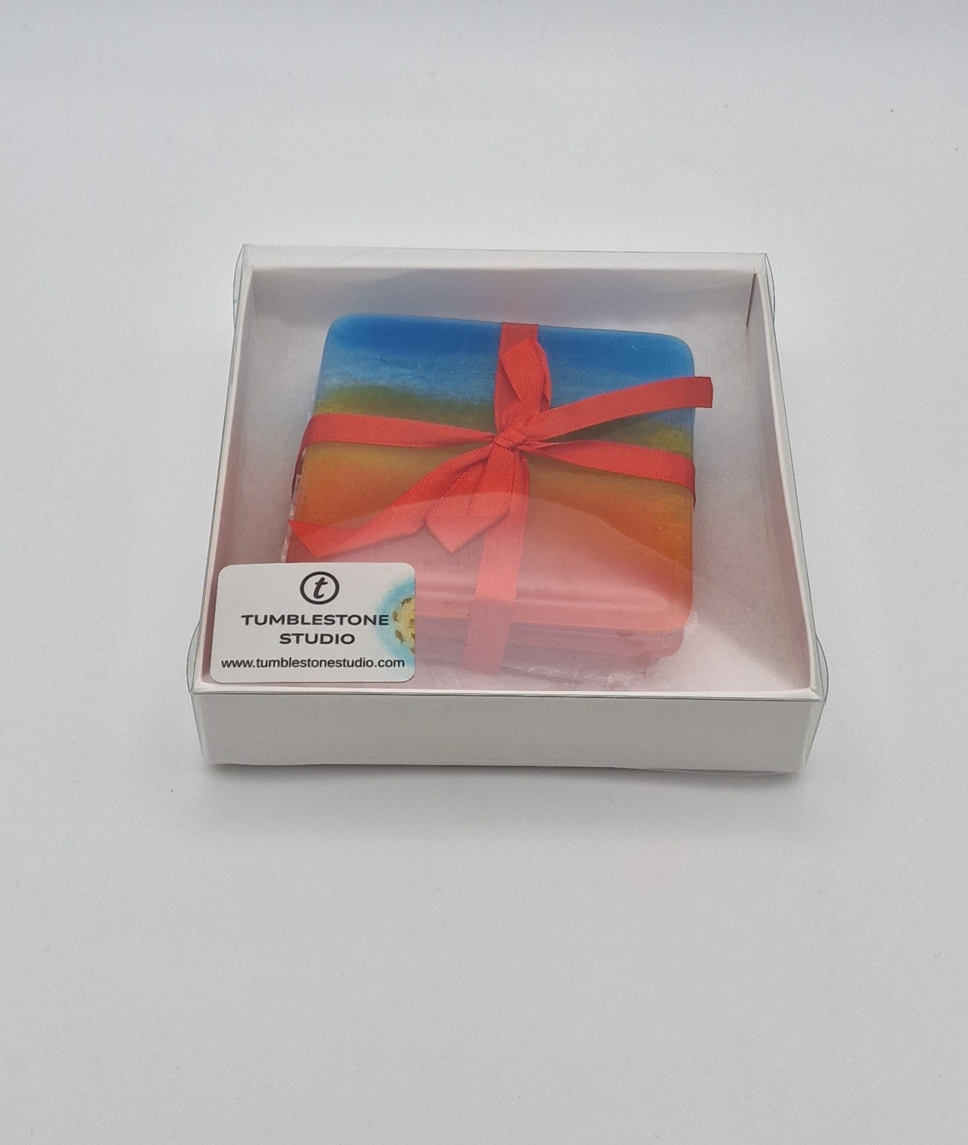 Glass Coasters - sunset handmade set of 4