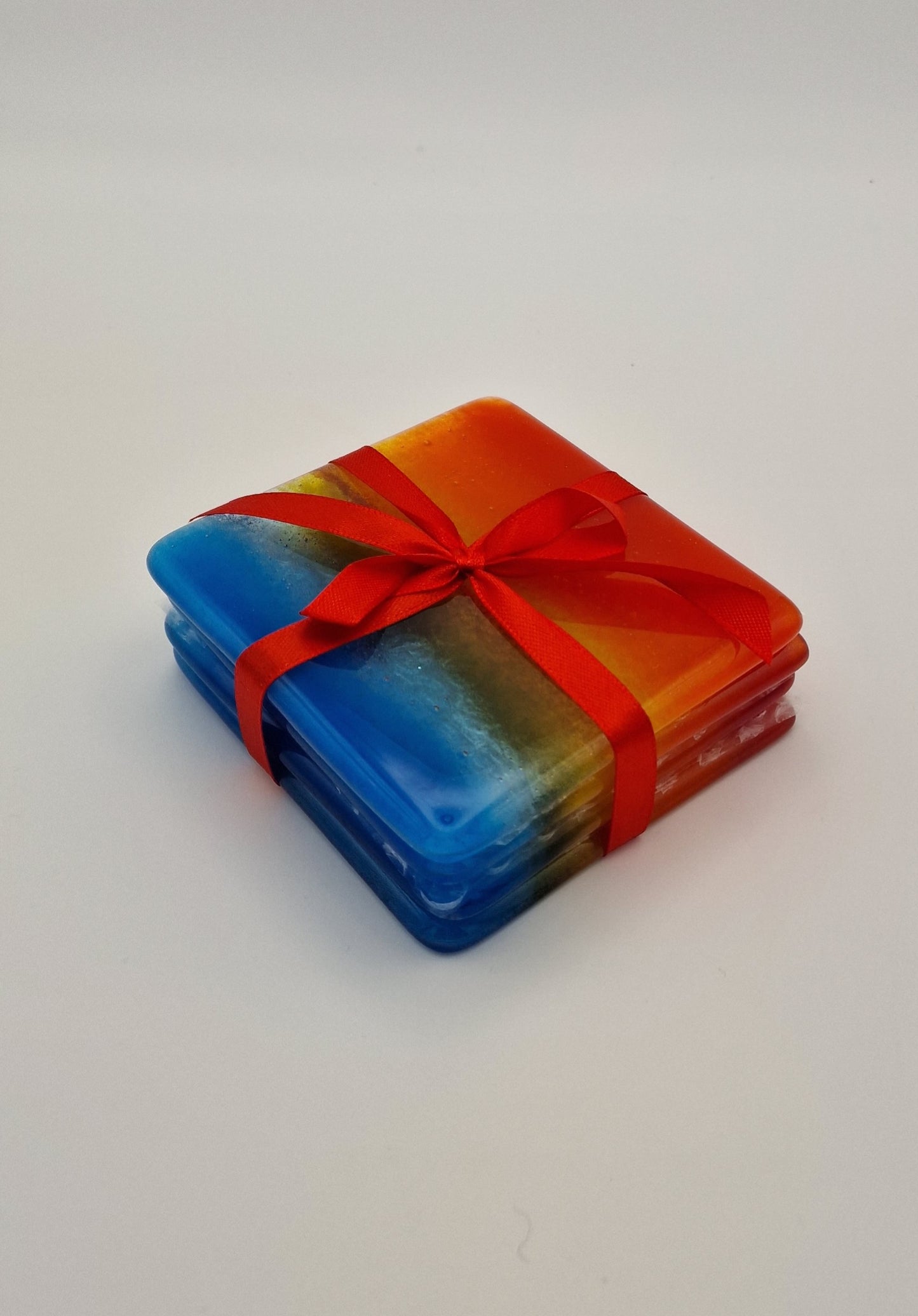 Glass Coasters - sunset handmade set of 4