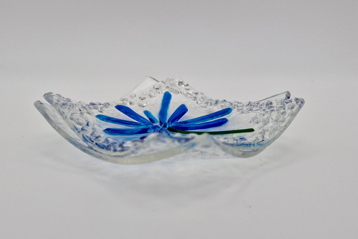 Trinket dish fused glass agapanthus